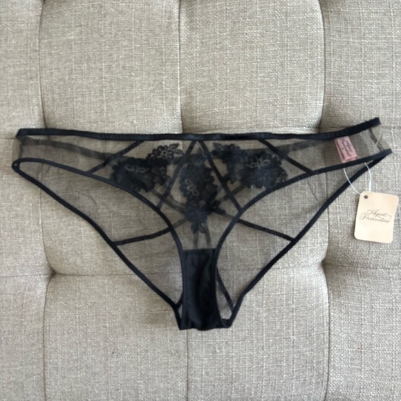 Agent Provocateur Demelza Black Lace Sheer Criss Cross Set Bra 34E, Panty 4 (L) - Picture 8 of 13